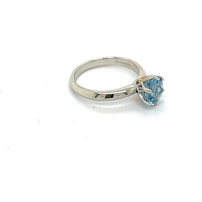 Aquamarine & Pink Diamond Solitaire Ring.