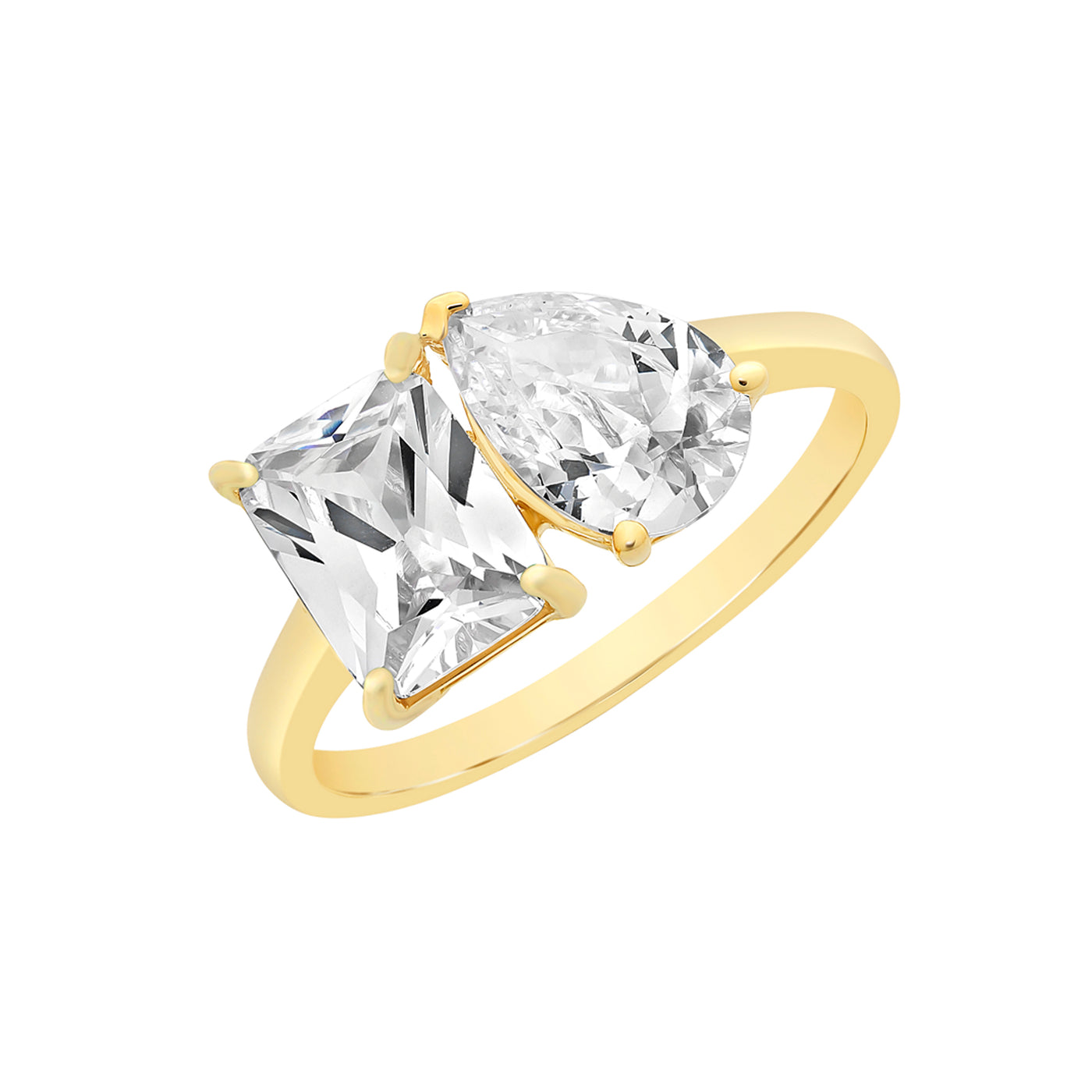 9ct Gold Abstract Cubic Zirconia Dress Ring.