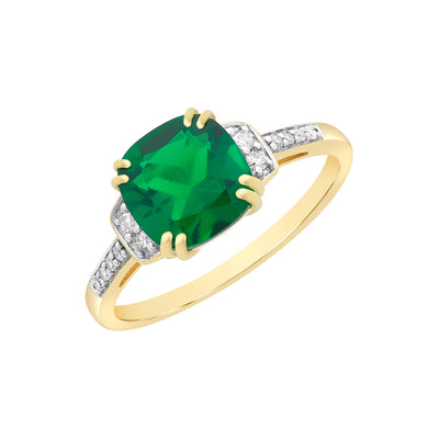 Created Emerald & Diamond Cocktail Dress Ring.