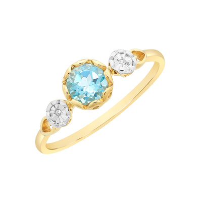 Blue Topaz & Diamond Dress Ring.