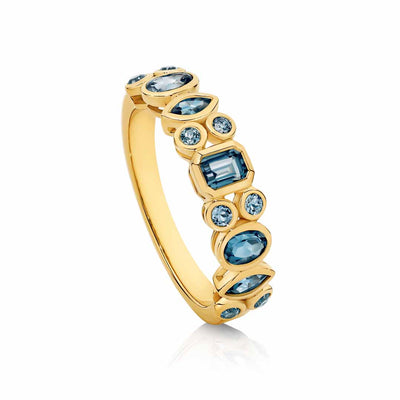 A Symphony of Blue: Multi-Shape Blue Topaz Ring