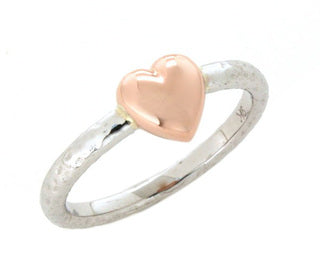 9ct White Gold & Rose Gold Plate Heart Ring
