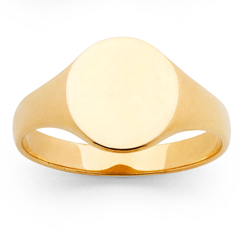 9ct Yellow Gold Oval Signet Ring.