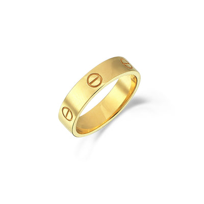 9ct Yellow Gold Lock Ring – 4mm Band with Nail Head Detailing