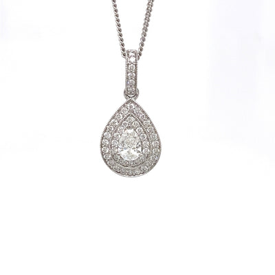 18ct Gold Pear Diamond Cluster Necklace - 0.50 Carats