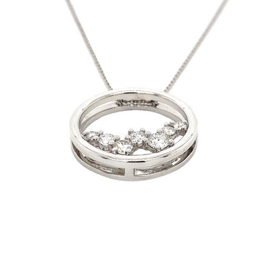 18ct White Gold Argyle White Diamond Circle Pendant & Chain - 0.40 Carats.