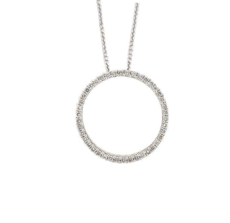 9ct White Gold Large Diamond Circle Pendant - 0.67 carats