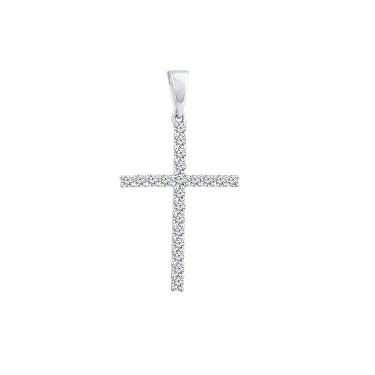 9ct White Gold Diamond Set Cross.