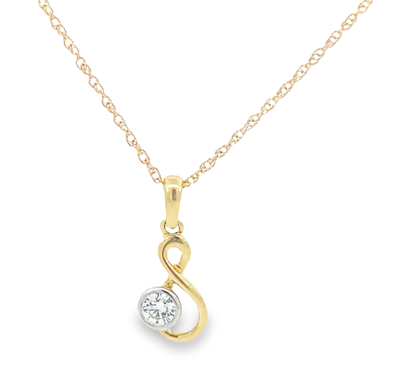 Diamond Set Infinity Necklace.