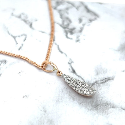 Diamond Briolette Teardrop Pendant in Rose Gold - 0.25 carats