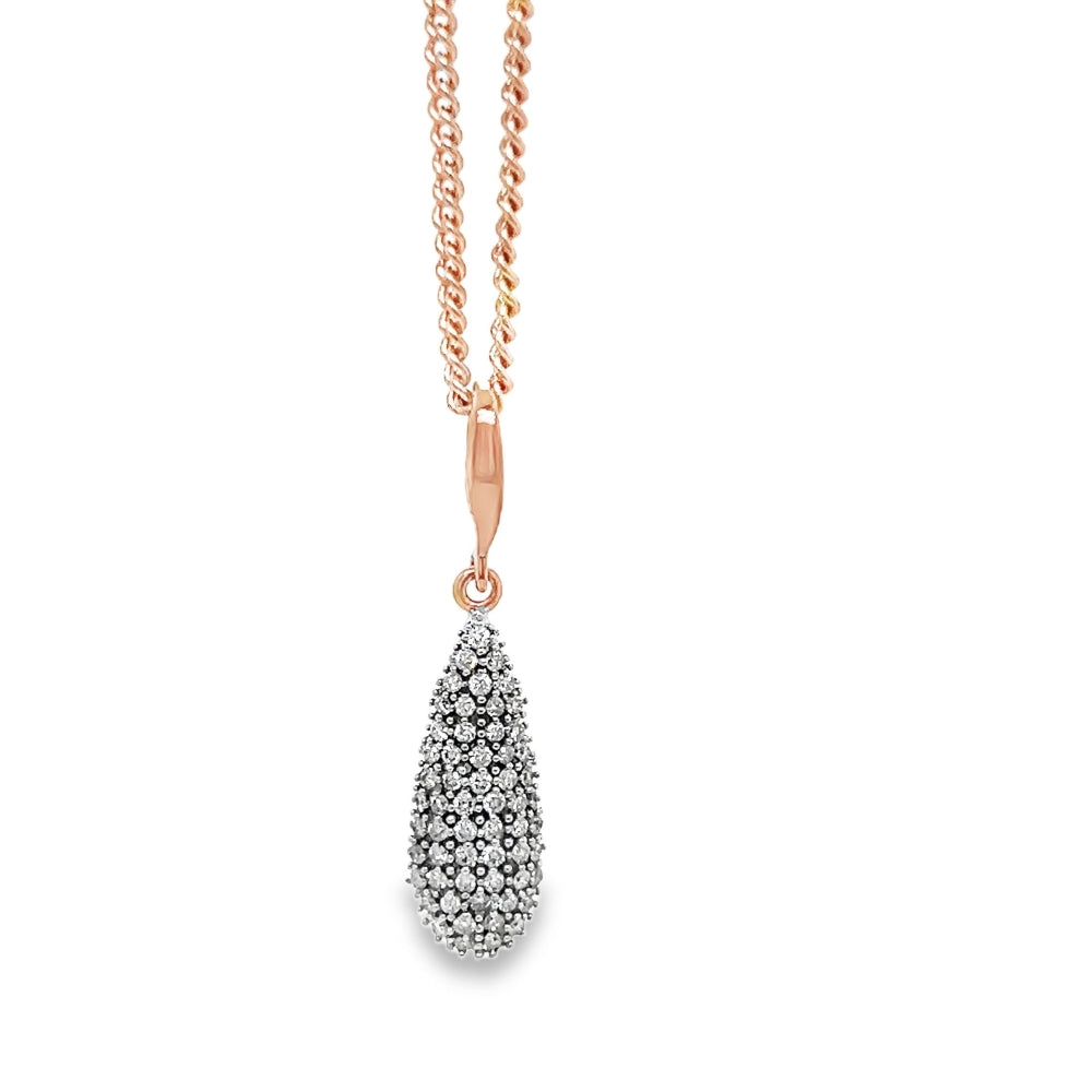 Diamond Briolette Teardrop Pendant in Rose Gold - 0.25 carats