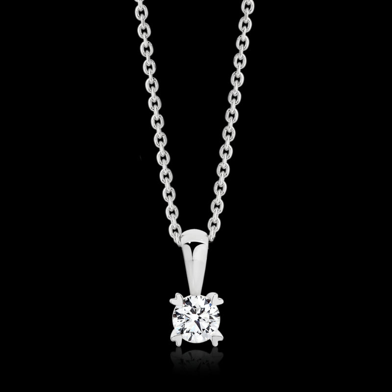 18ct White Gold Diamond Solitaire Pendant - 0.18cts