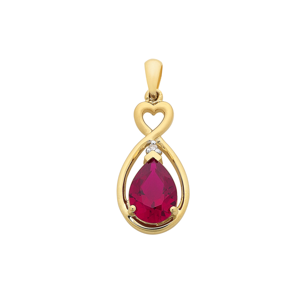 9ct Gold Ruby & Diamond Pendant.