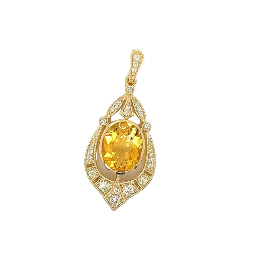 9ct Gold Citrine & Diamond Enhancer Pendant.