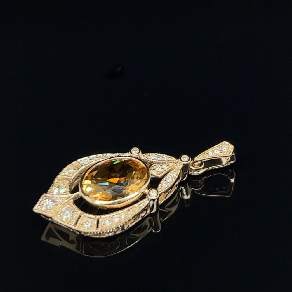 9ct Gold Citrine & Diamond Enhancer Pendant.