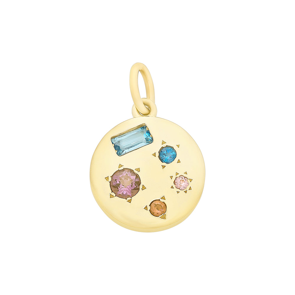 9ct Yellow Gold Multicoloured Gemstone Pendant.