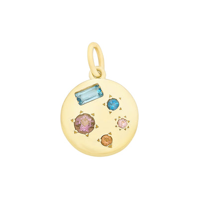 9ct Yellow Gold Multicoloured Gemstone Pendant.