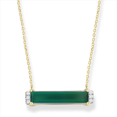 Green Onyx & Diamond Bar Necklace.