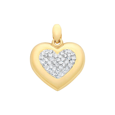 9ct Yellow Gold Crystal Heart Pendant – Sparkle with Love & Elegance.