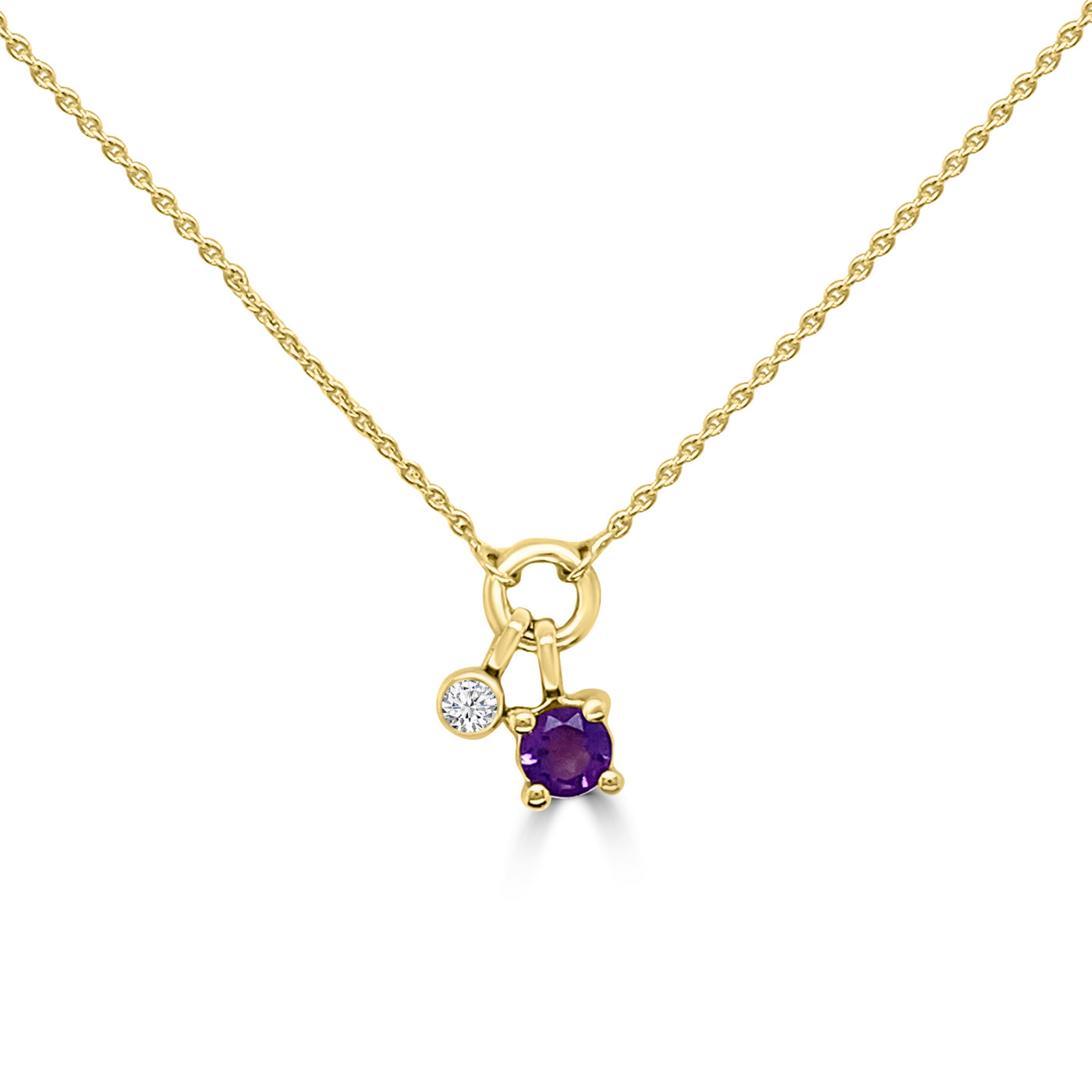 9ct Yellow Gold Amethyst & Diamond Necklace - A Touch of Elegance.