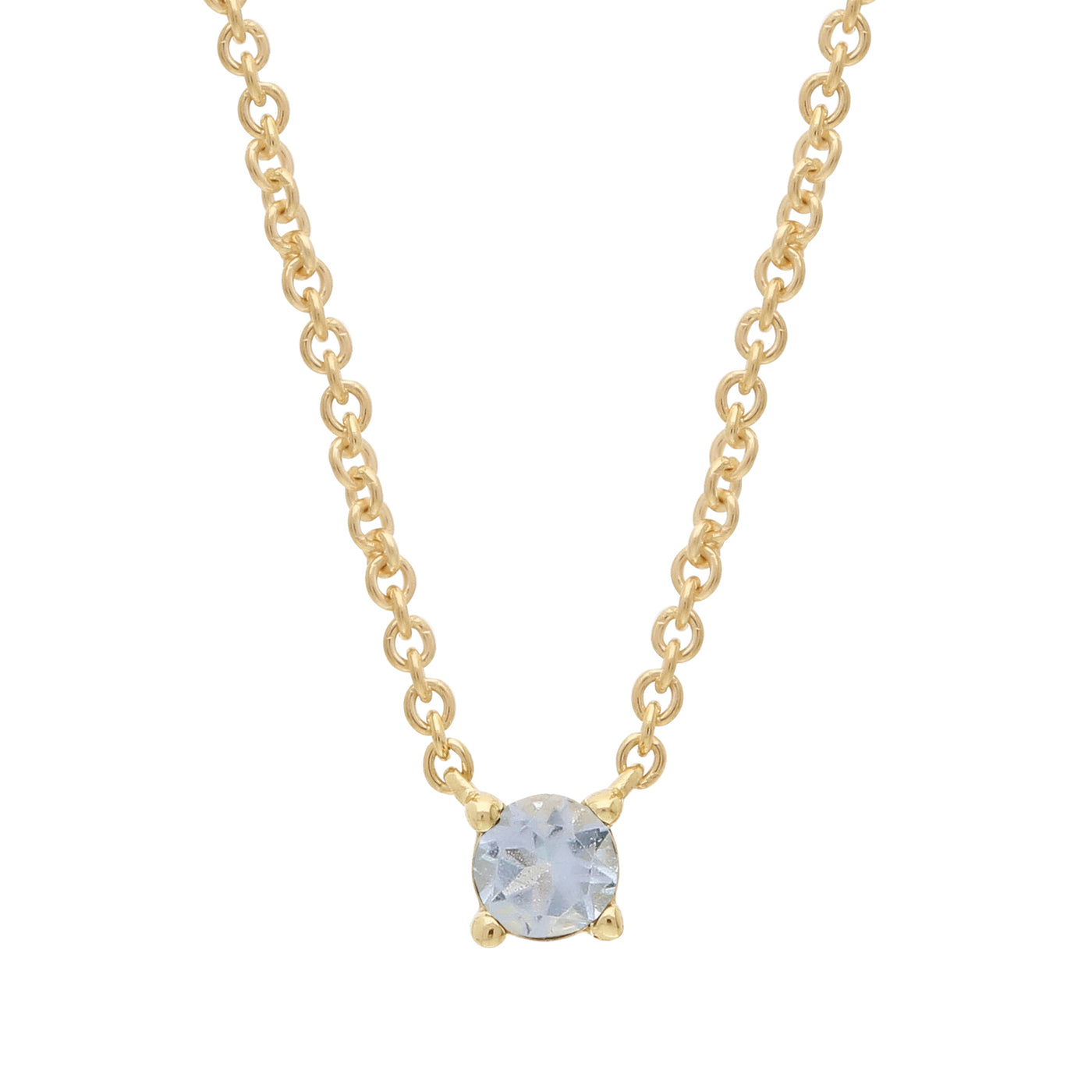 9ct Yellow Gold Aquamarine Drop Necklace.