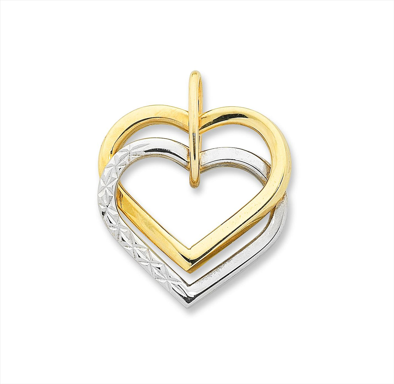 9ct 2 tone Open Heart Pendant