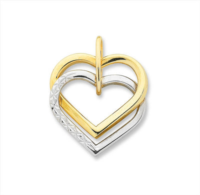 9ct 2 tone Open Heart Pendant