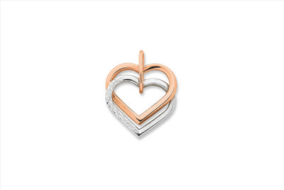 9ct Rose Gold & White Double Heart Pendant