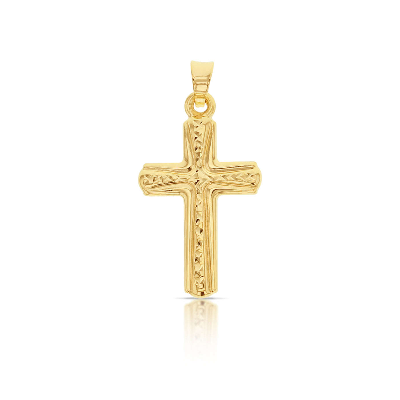 9ct Yellow Gold Diamond Cut Pattern Cross