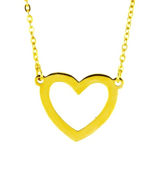 9ct Yellow Gold Open Heart Pendant & Chain