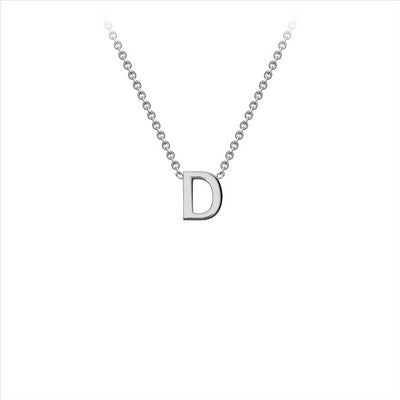 9ct White Gold Petite Initial D Necklace.