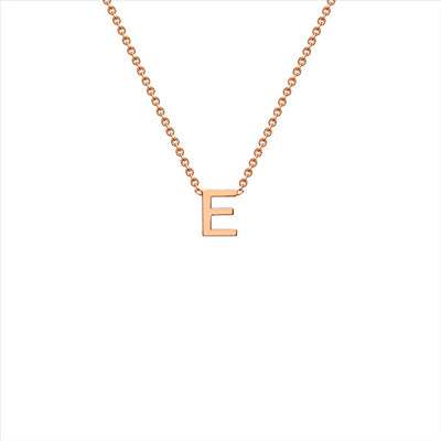 9ct Rose Gold Petite Initial E Necklace