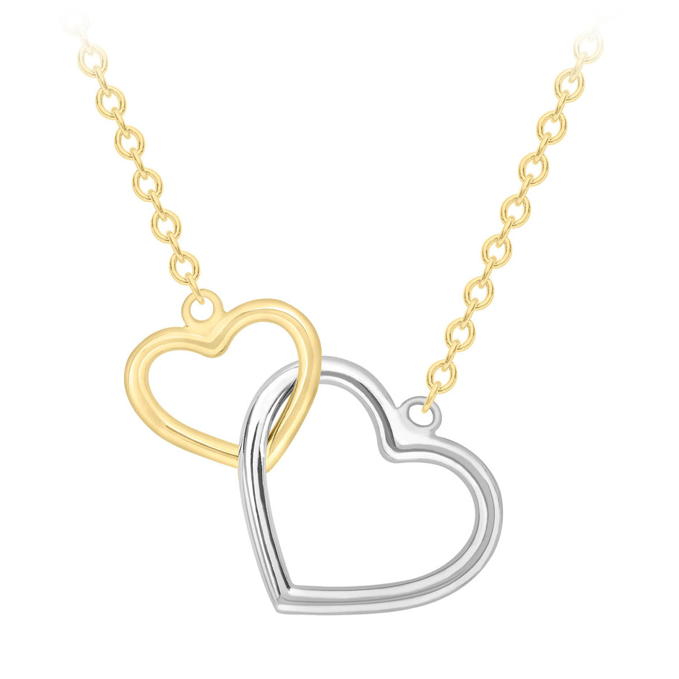 9ct Gold Linked Hearts Necklace.