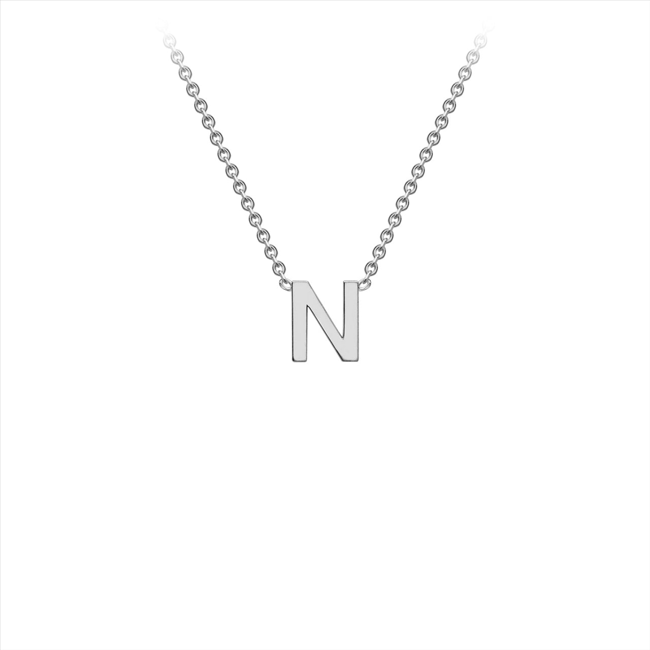 9ct White Gold Dainty Initial N Necklace