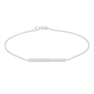 9ct White Gold Diamond Bar Bracelet