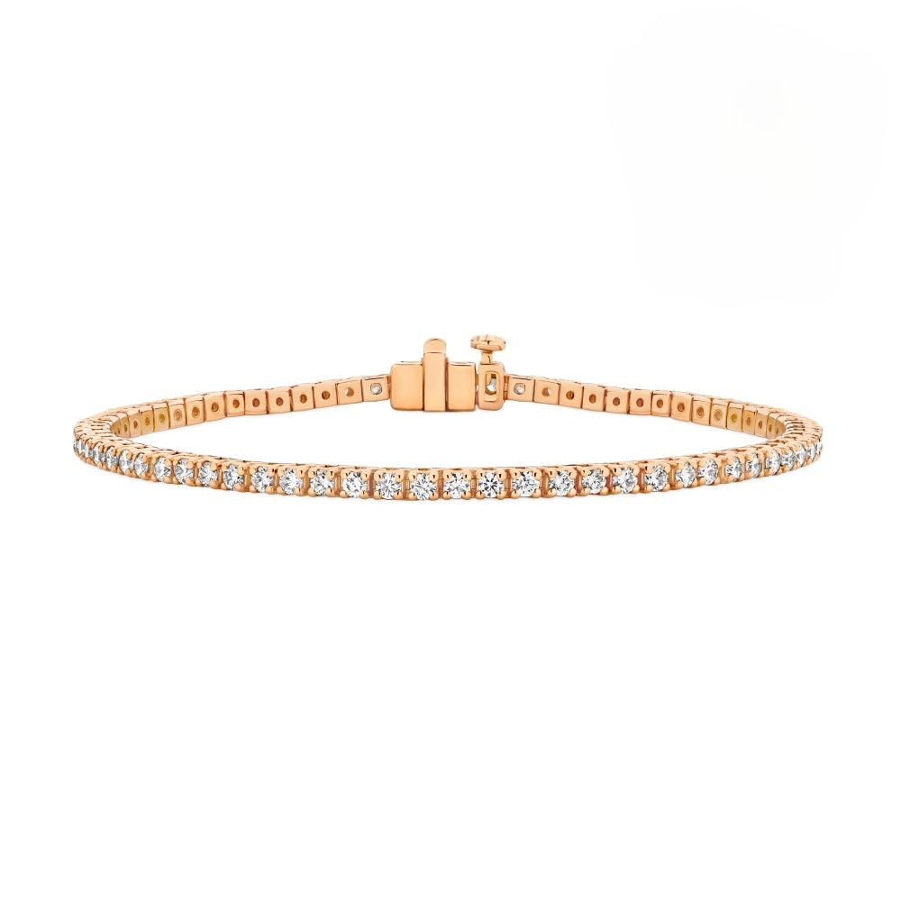 9ct Rose Gold 2.00 Carat Diamond Tennis Bracelet.