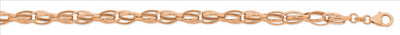 9ct Rose gold Silver Billed Double Row Oval Belcher Bracelet 19cm