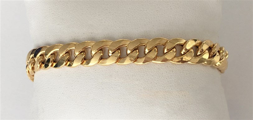 9ct Yellow Gold Hollow Flat Italian Curb Hollow Link Bracelet
