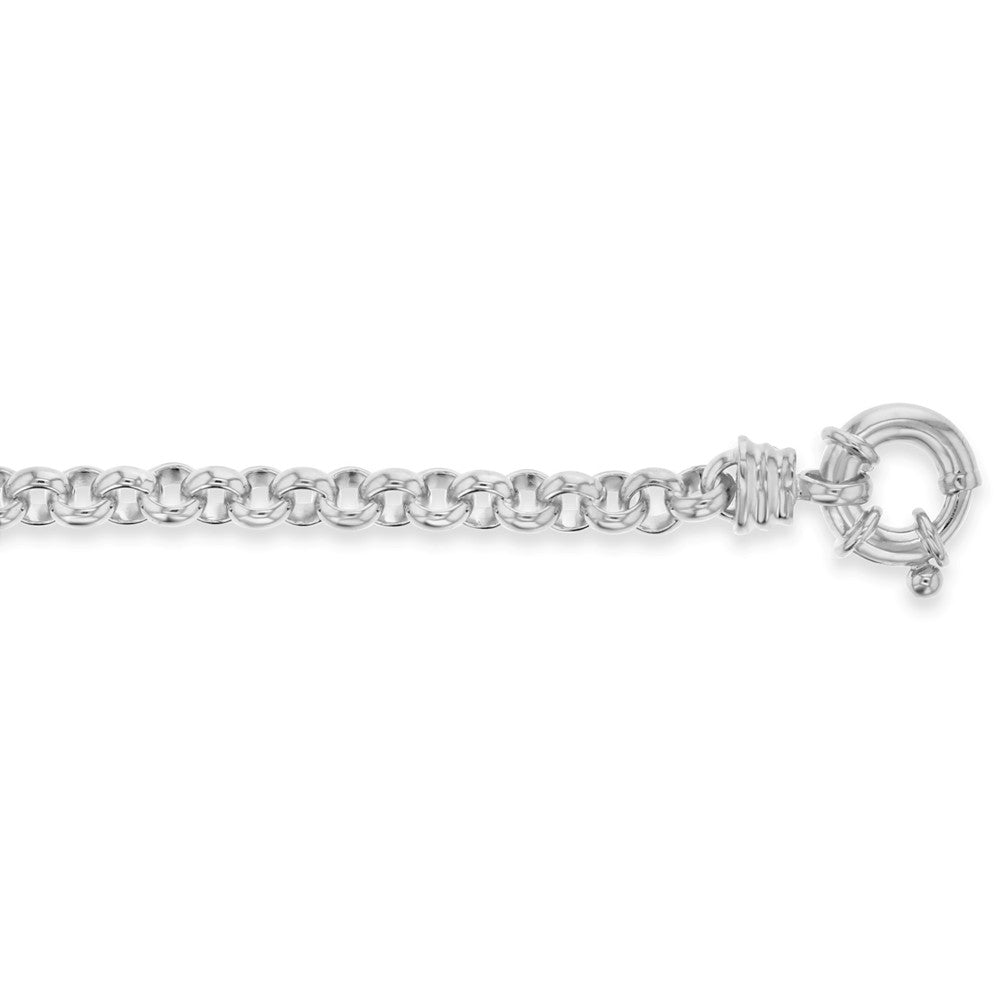 9ct White Gold Silver Filled Bracelet with large Bolt Ring.