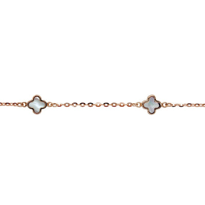 9ct Rose Gold Mother of Pearl Clover Bracelet.