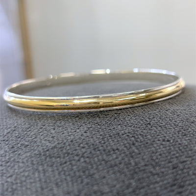 9ct Yellow Gold & Sterling Silver 2 Tone Bangle.