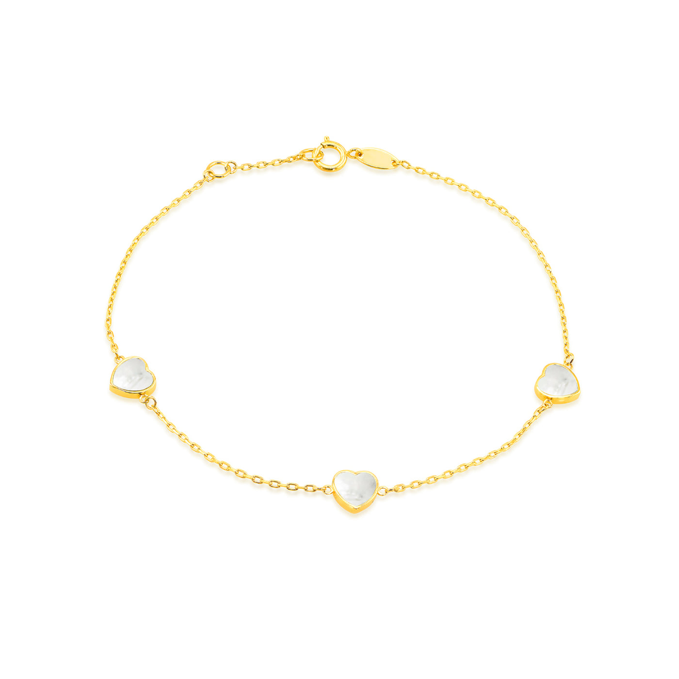 9ct Gold Mother of Pearl Heart Bracelet.