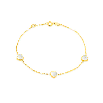 9ct Gold Mother of Pearl Heart Bracelet.