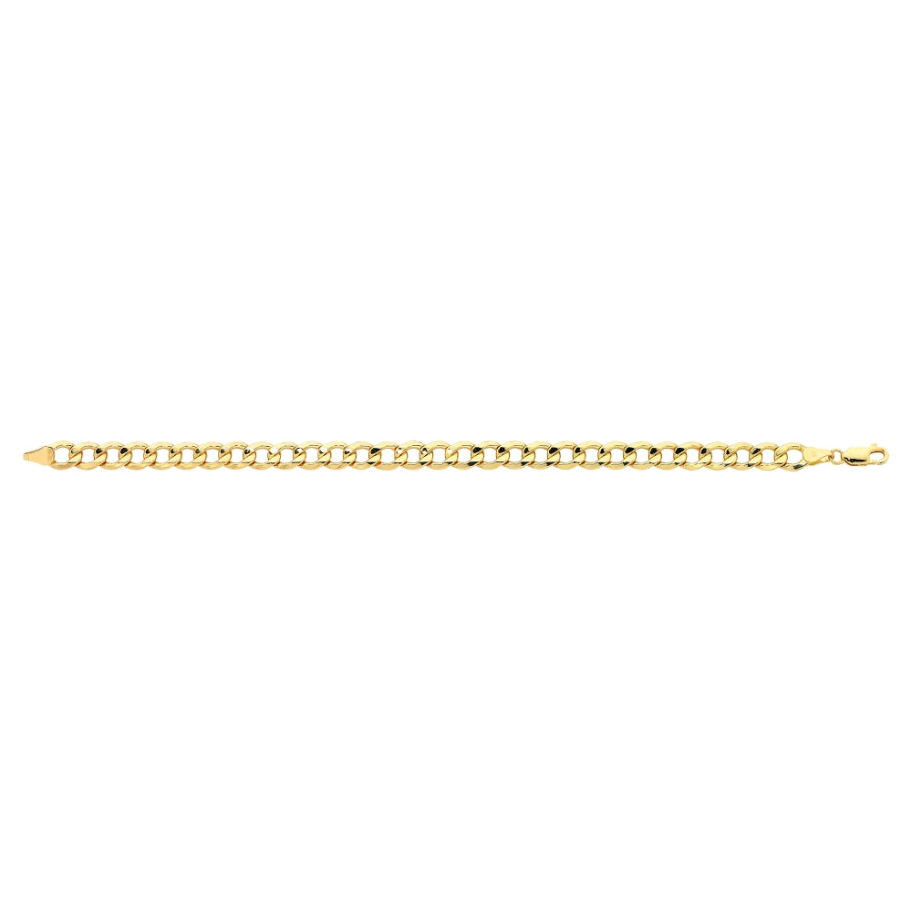 9ct Yellow Gold Silver Filled Bevel Curb Link Bracelet.