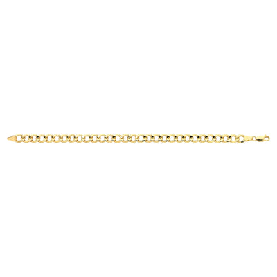 9ct Yellow Gold Silver Filled Bevel Curb Link Bracelet.