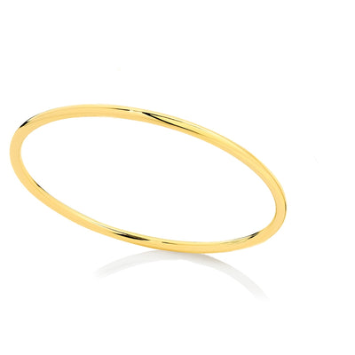 9ct Yellow Gold Silver-Filled Round Golf Bangle - 3mm Wide