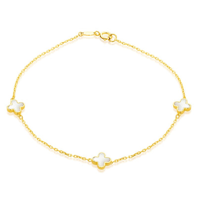 9ct Gold Mother of Pearl Petal Delicate Bracelet.