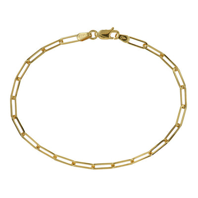 9ct Yellow Gold Paper Clip Link Bracelet - 19cm.