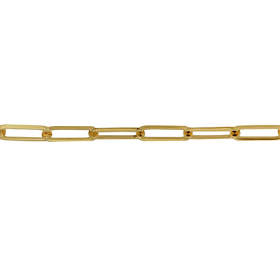 9ct Yellow Gold Paper Clip Link Bracelet - 19cm.