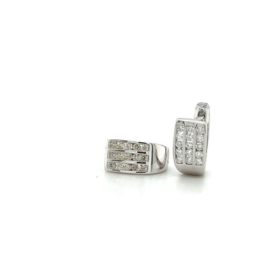 9ct White Gold Triple Row Diamond Huggie Earrings 0.33cts